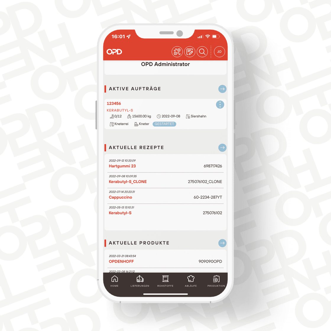 OPDPRO.CARE auf dem Smartphone: aktive Aufträge, Rezepturen und Produkte